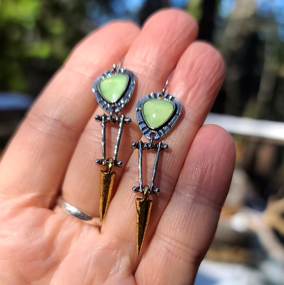 Tribal green Turquoise earrings - Picture 8 of 8